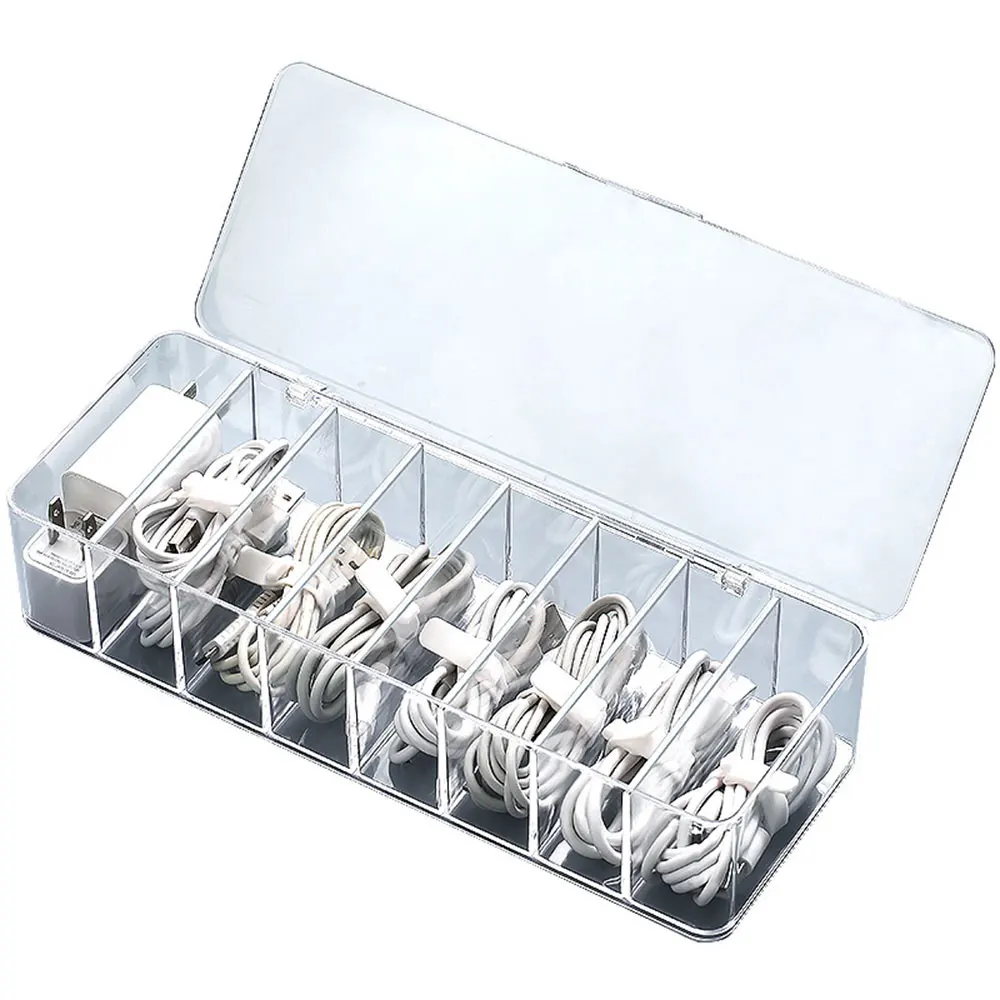 

Transparent Plastic Cable Storage Box Dustproof Storage Cable Box Data Line Storage Container Desk Stationery Makeup Organizer