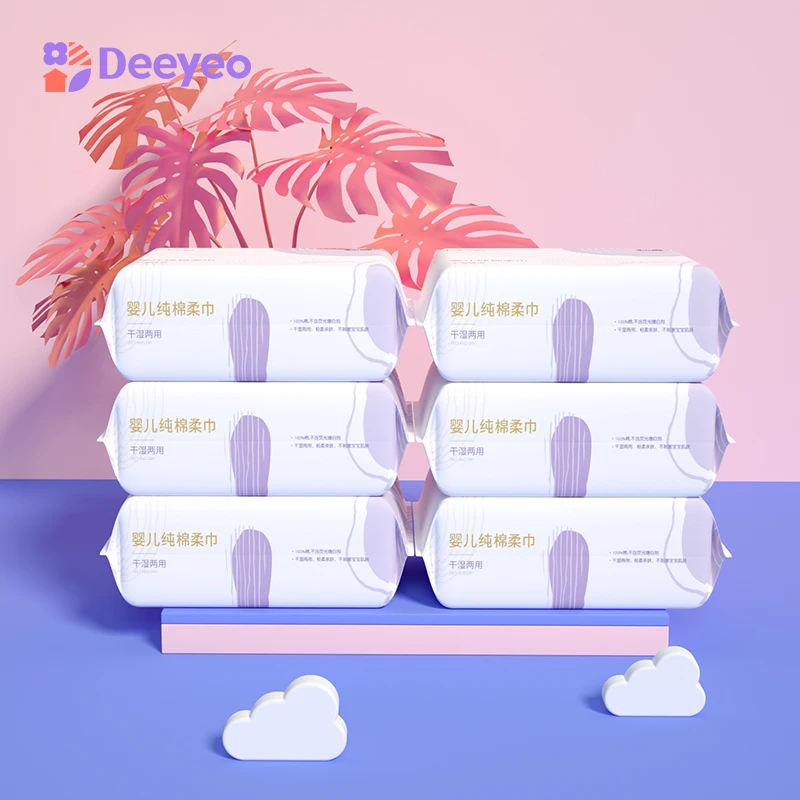 

Deyo детские сухие салфетки 100% хлопок мягкие прозрачные чехлы Красота Полотенца для сухой и влажной уборки двойной Применение мягкое детское...