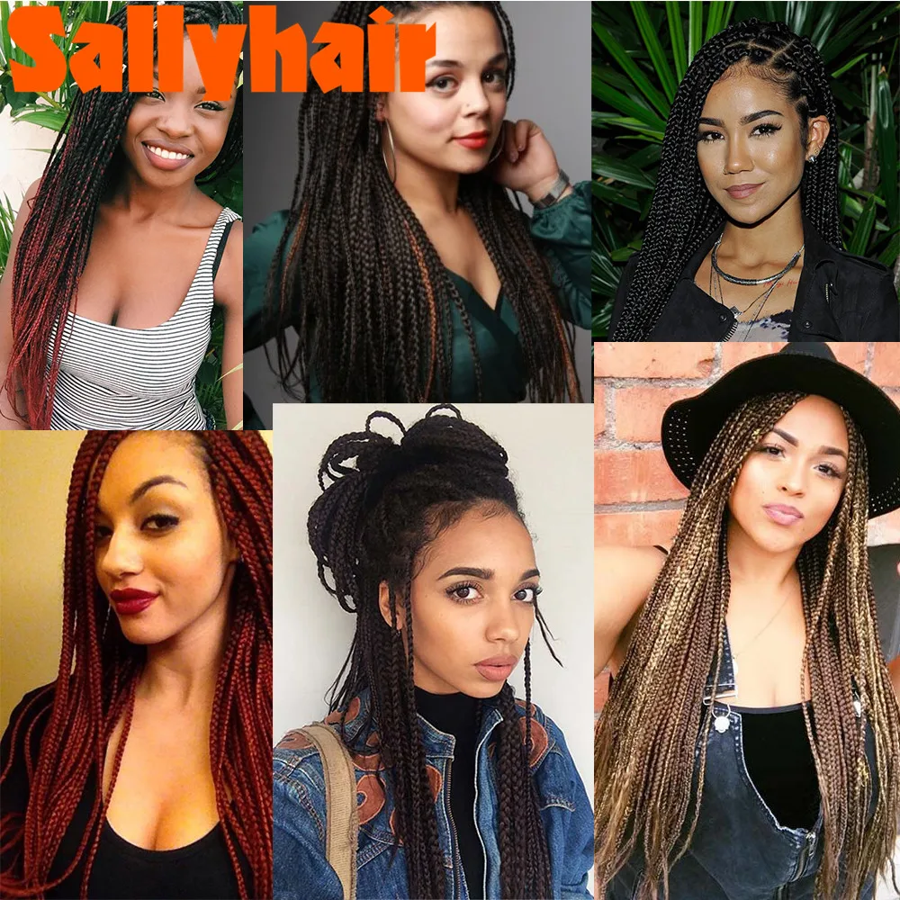 

Sallyhair Products Box Braid Hair Extensions14&18 Inch Synthetic Crochet Hair Braiding Twist Braids 22Strands/Pack