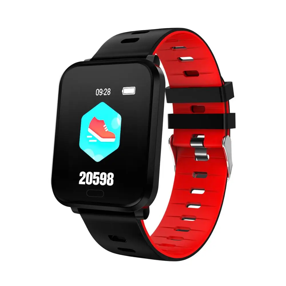 Red K10 Smart Watch IP68 Waterproof Men Women Blood oxygen Blood pressure Fitness Tracker Message Call Reminder Sport Smartwatch - Цвет: Red