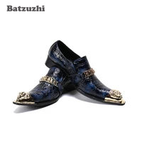 batzuzhi luxury handmade mens genuine leather dress shoes western luxury mens shoes men formal pointed metal tip zapatos hombr