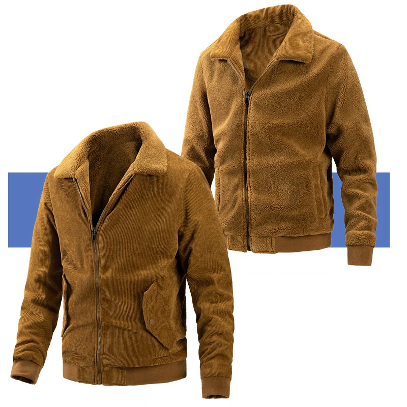 

Мужская Вельветовая куртка, теплая флисовая Двусторонняя куртка, Повседневная парка для мужа/отца, для осени и зимы, 2021
