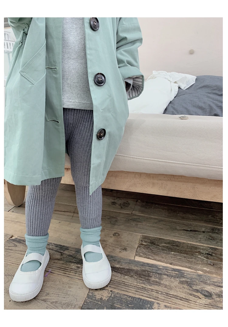 2019 г. Однотонные трикотажные штаны для девочек Детские хлопковые узкие брюки