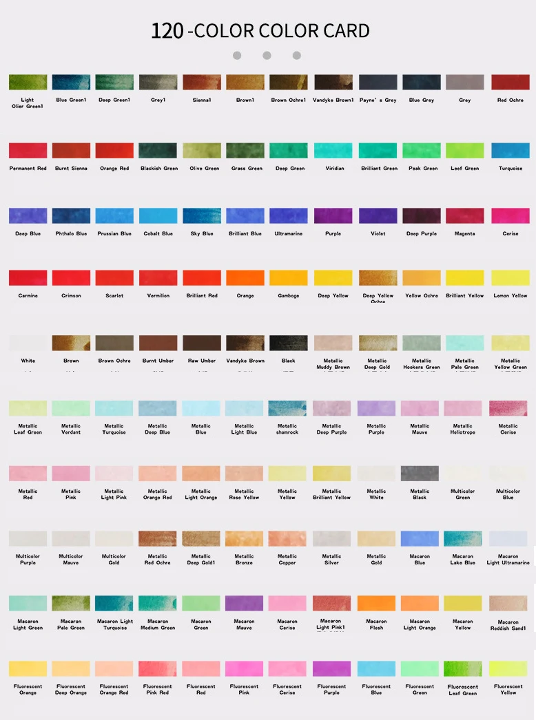 

120 Colors Solid Watercolor Paint Set Contains Pearl Fluorescent Glitter Metallic Macaron Watercolor Painting Art Supplies