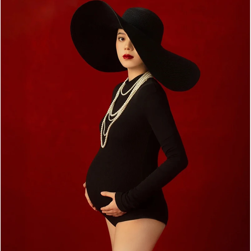Maternity Photography Props Jumpsuit Stretchy Pregnancy Photo Shoot Bodysuit Long Sleeve Maternity Dresses for Photo Shoot
