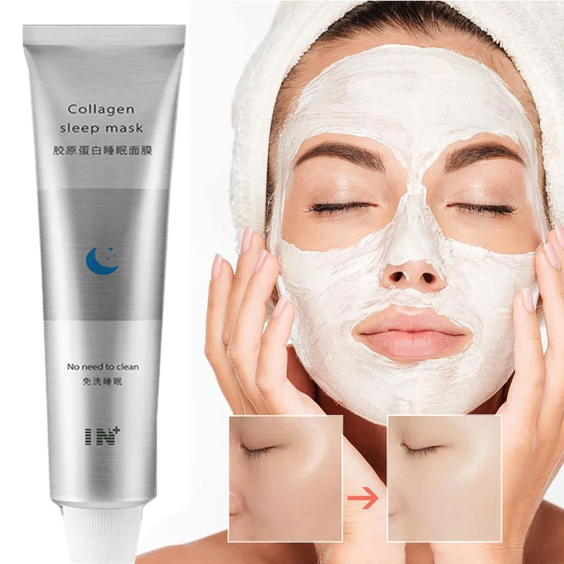 

100ml Korea Collagen Sleep Mask Night Hydrating Sleep Mask Wash Free Repair Oil-Control Acne Treatment Shrink Pore Purify Skin