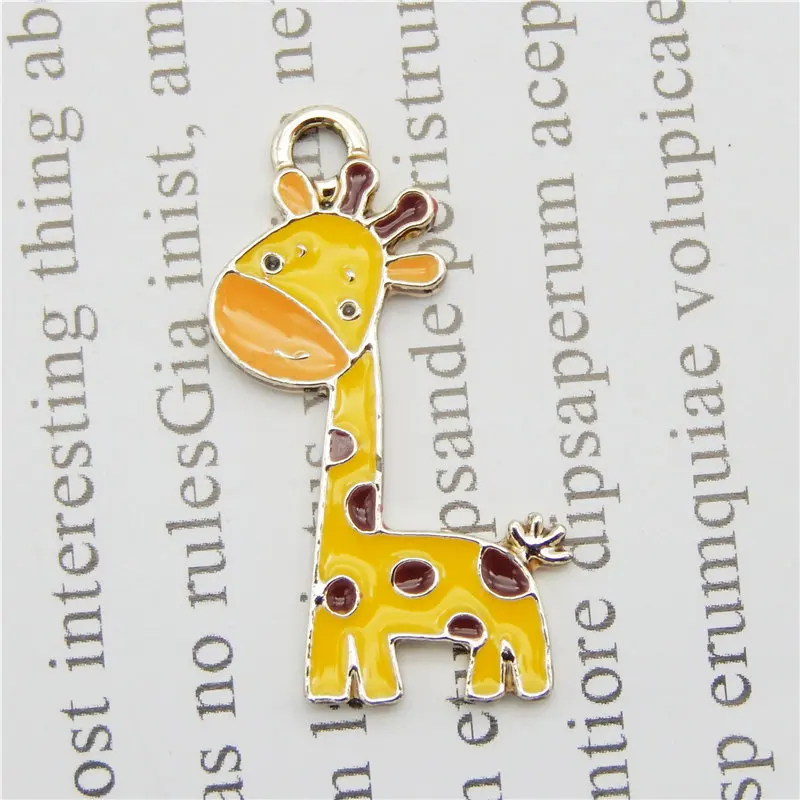 

Julie Wang 8PCS Enamel Cartoon Giraffe Charms Zinc Alloy Animal Pendant Bracelet Jewelry Making Accessory