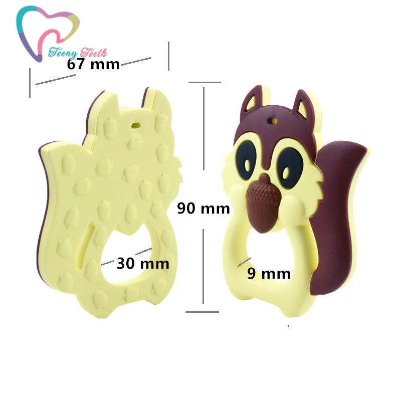Teeny-mordedores de silicona con forma de ardilla para beb&eacute;, varilla peque&ntilde;a de silicona de grado alimenticio, sin BPA, 1/2 piezas-4