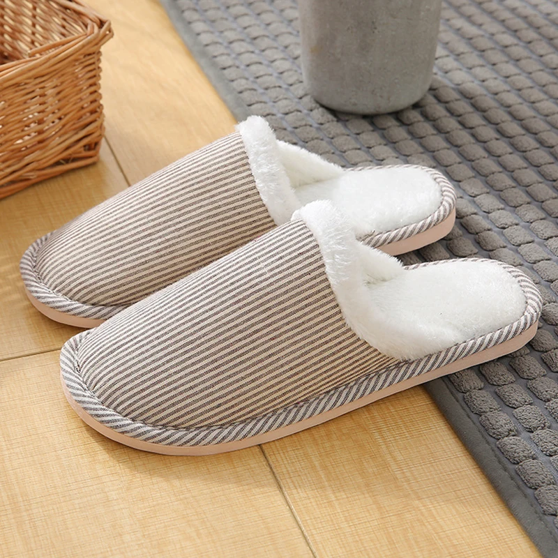 Зимние женские тапочки Замшевые меховые в полоску Женские зимние бархатные