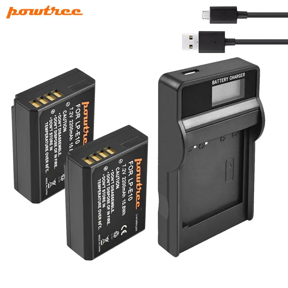 Аккумулятор для камеры Powtree LPE10 LP E10 зарядное устройство с ЖК дисплеем и USB Canon EOS 1100D