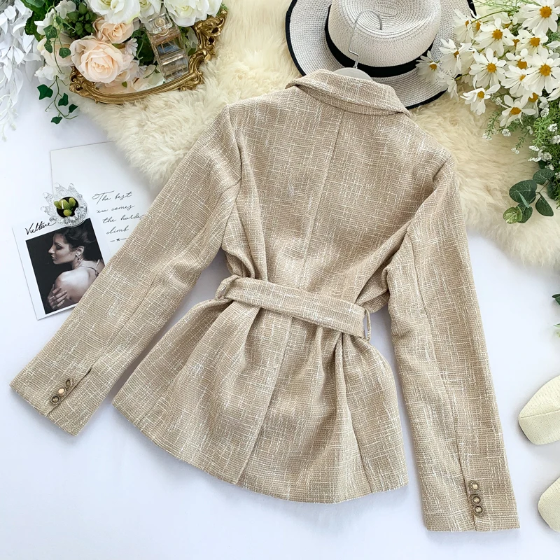 Куртка женская 2019 Новая Осенняя винтажная Женская Ретро костюм Дамский твидовый