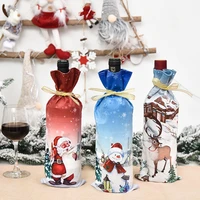adornos navidad 2021 linen christmas red wine bottle covers bag holiday carton bottle cover christmas decorations for home