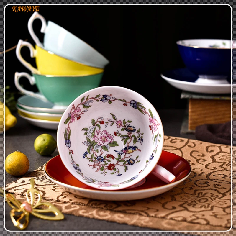 1 шт. креативная элегантная кофейная чайная чашка из костяного фарфора и блюдца