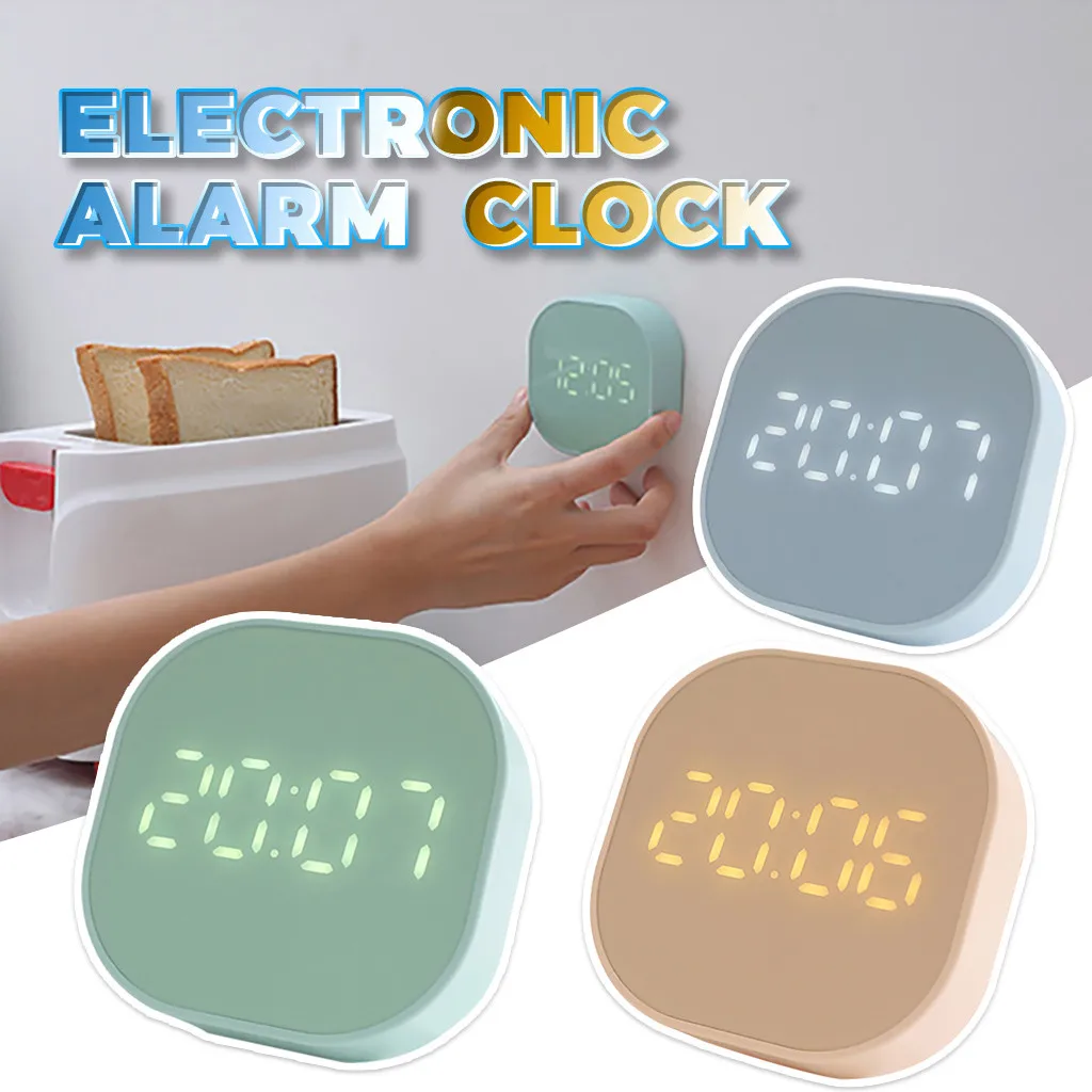 

Square Small Alarm Clock Luminous Mute LED Multifunctional Digital Clock Light Electronic Desktop Digital Table Clocks 2020