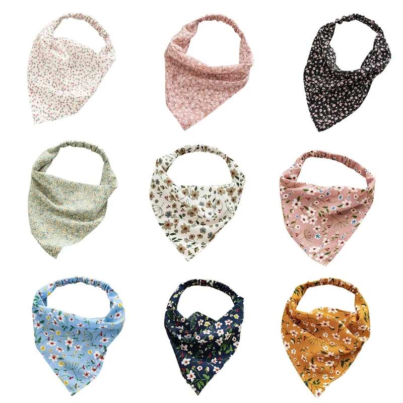 

Pastoral Floral Print Elastic Hair Scarf Headband Triangle Head Kerchief Turban 83XF