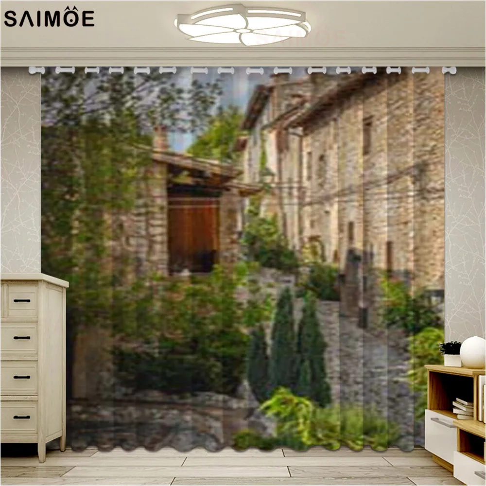 

Streets Of Old Mediterranean Window Curtain For Living Room Middle Age Town European High Culture Italy Photo Blackout Curtains