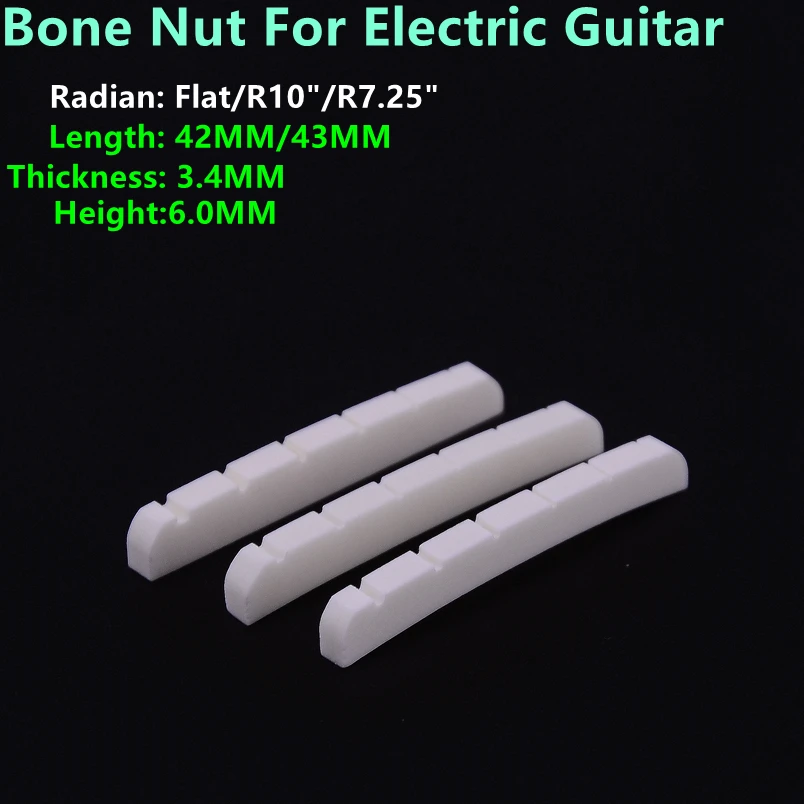 

1 Piece GuitarFamily Real Slotted Bone Nut For 6 Strings ST Electric Guitar ( Bottom Flat / R7.25 / R10 42MM*3.4MM*6MM )