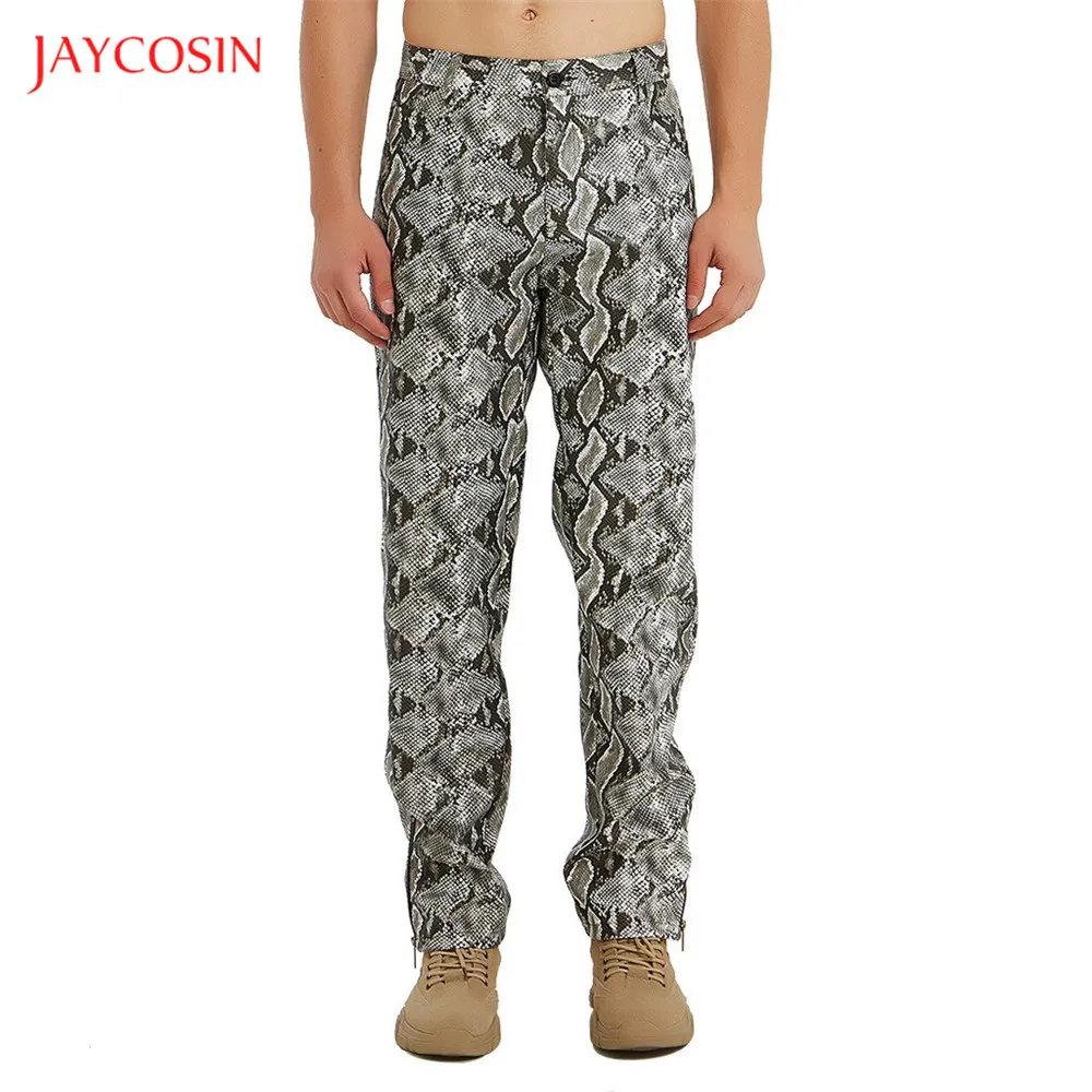 Мужские повседневные брюки Joycosin длинные прямые с рисунком питона уличная одежда