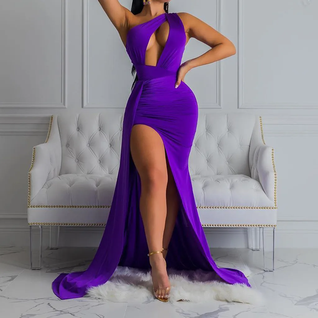 Женское платье без рукавов KANCOOLD однотонное облегающее вечернее в пол с вырезом