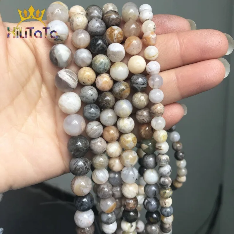 Бусы из натурального бамбука агата круглые бусины-разделители россыпью