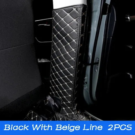 Beige Line 2Pcs Автомобиль все включено заднее сиденье анти-Kick Pad задняя спинка сиденья Крышка B столб защитный коврик для Toyota RAV4 RAV-4 - Название цвета: Beige Line 2Pcs