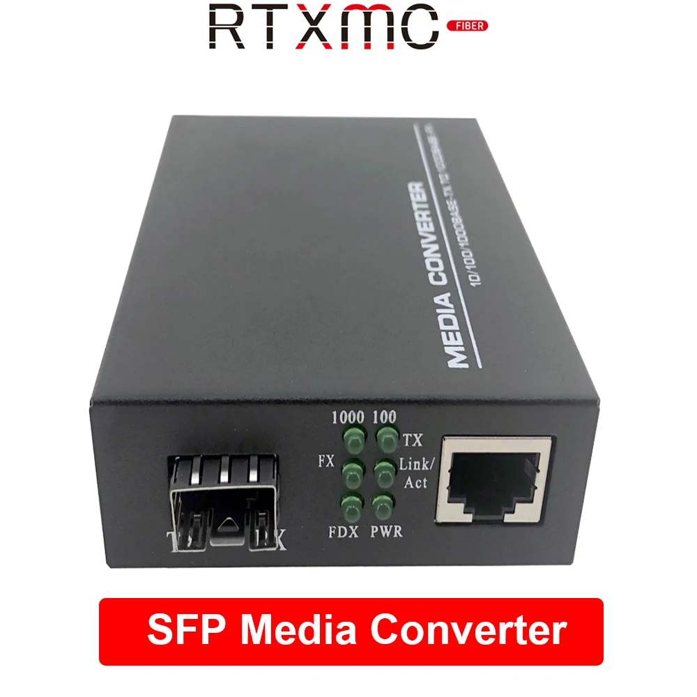 Волоконный медиа конвертер SFP RJ45 гигабитный 10/100/1000 м Ethernet трансивер волоконно
