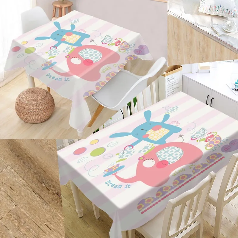

Elephant Art Custom Table Cloth Oxford Fabric Rectangular Waterproof Oilproof Table Cover Family Party Tablecloth