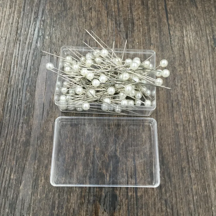 100 шт./корт. 40 мм круглая головка с жемчугом Женская Цветочная швейная булавка