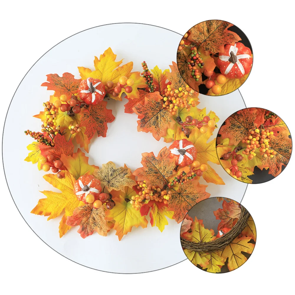 

1 Pc Decorative Hanging Wreath Thanksgiving Realistic Hanging Garland (Orange)