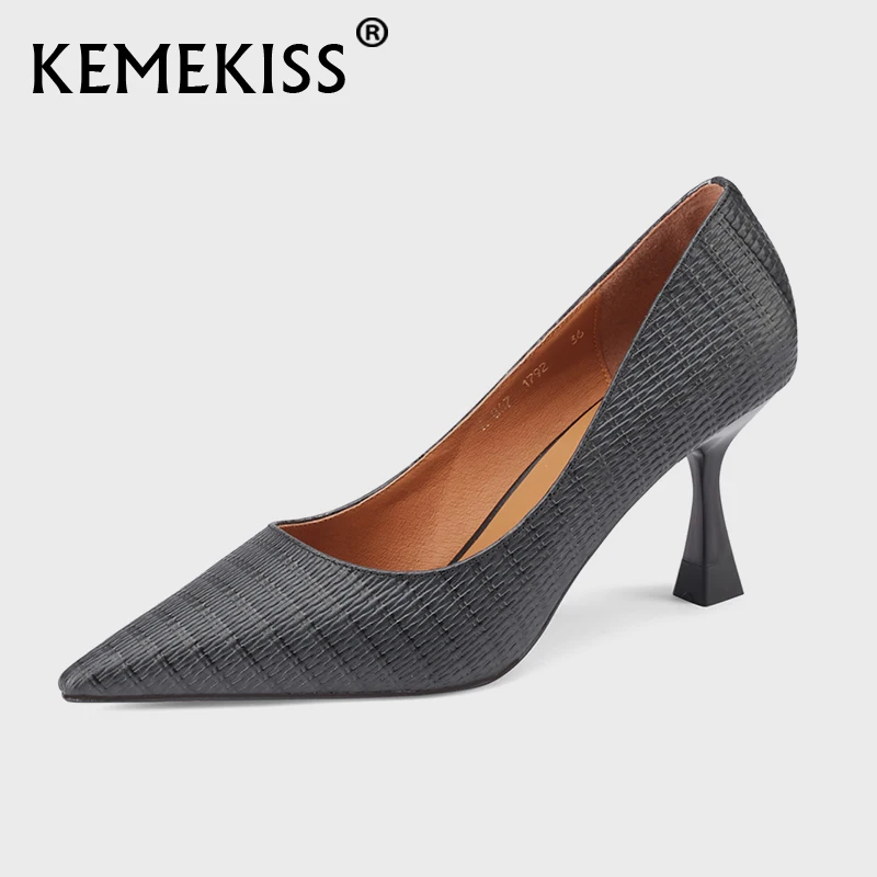 

KemeKiss New Woman High Heel Shoes Real Leather Strange Heel Women Pumps Fashion Ladies Party Wedding Shoes Footwear Size 34-39