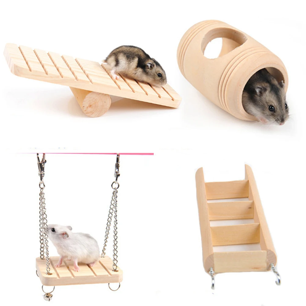 

Small Animals Products Hamster Chinchilla Toys Wooden Swing Harness Hanging Bed Parrot Rest Mat Pet Hanging Pet Toys Accessories