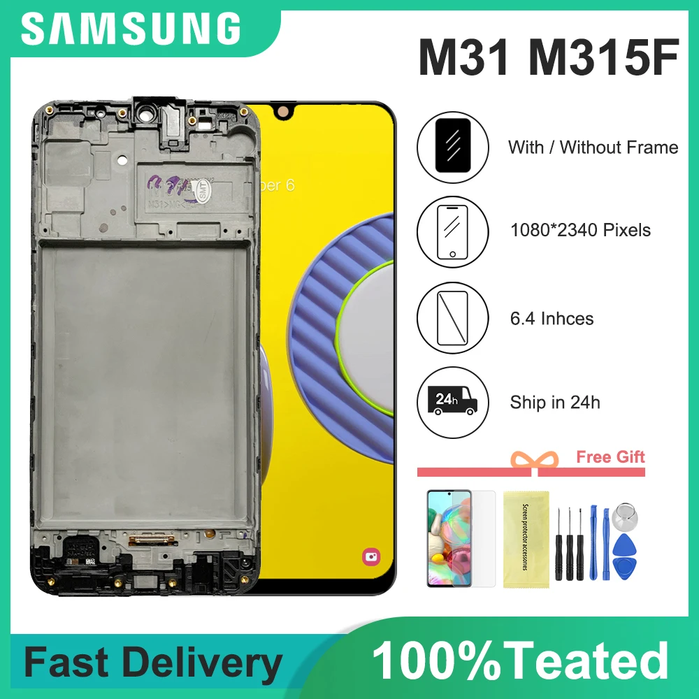 

Original 6.4''Super AMOLED For SAMSUNG Galaxy M31 M315 LCD Touch Screen Digitizer Assembly For Samsung M315F SM-M315F/DS Display
