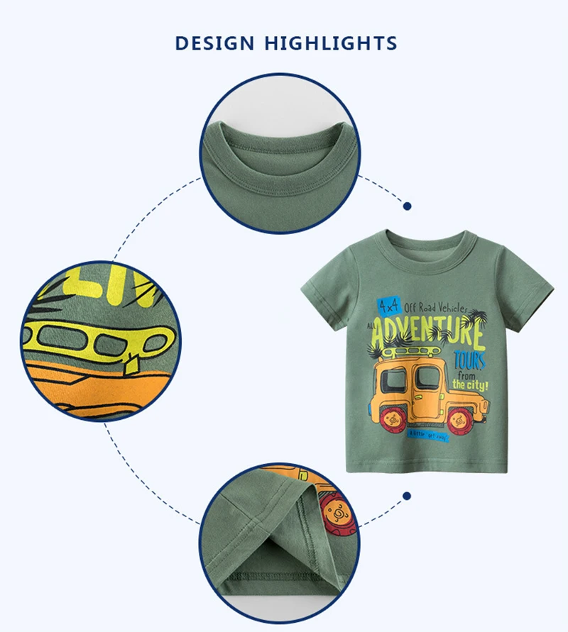 

BINIDUCKLING Summer Clothes Set For Kids Boys Car Printed Short Sleeve Child Outfits Cotton Children Clothing For 2 -7 Year