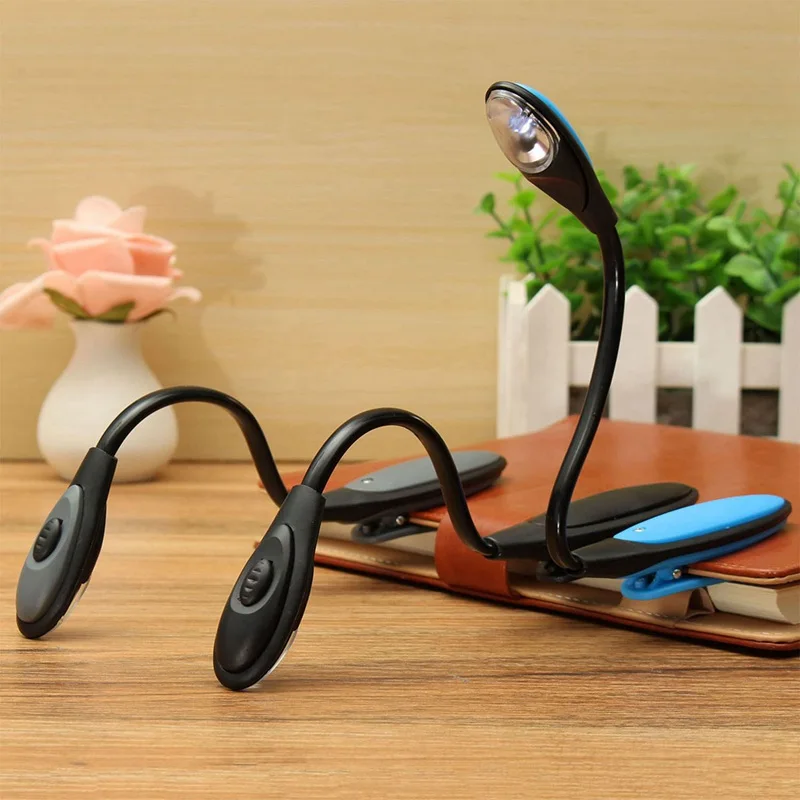 

Mini Flexible Clip-on Bright Booklight LED Travel Book Reading Lamp White Light book holder small table lamp light small gifts