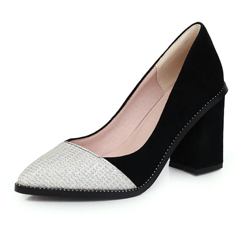 Classic Women Heels Shoes Elegant Pumps Fashion Suede Heeled Woman Office Party Large Size 34- 45 46 47 | Обувь