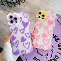 soft phone case cover for iphone 13 11 12 pro max xr xs x 7 8 plus simple love heart transparent cartoon shockproof tpu cases