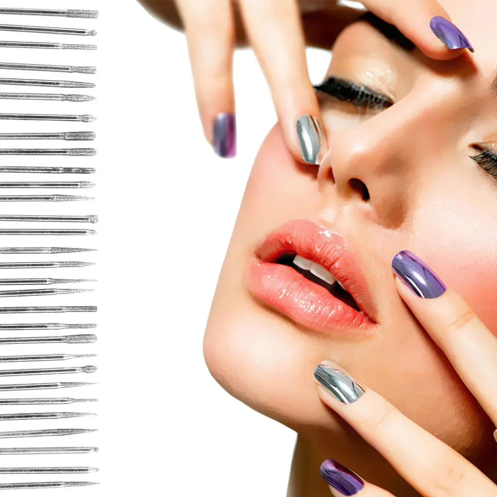 30 шт./компл. алмазные фрезы для ногтей сверла кутикулы маникюра пилки