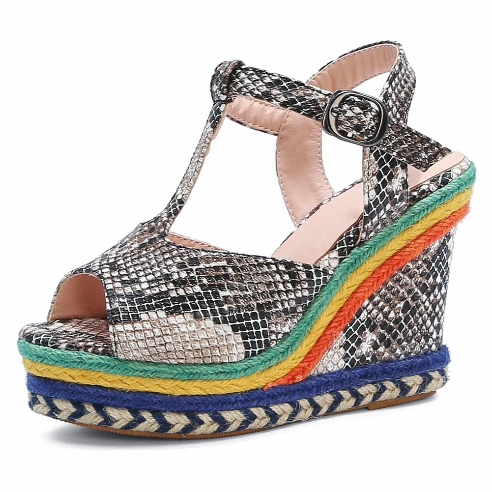 

JOUIR TALONS Brand Design High Quality Shoes Women On Sale Wedges High Heels Print Platform non-slip Footwear Summer Female
