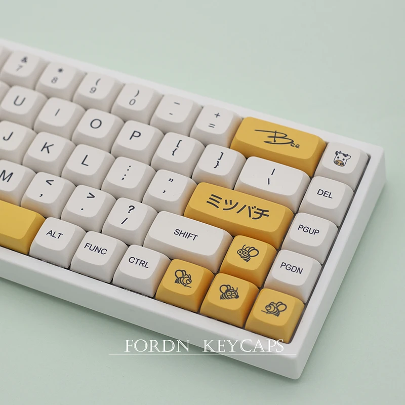

137 key Honey And Milk Theme Key Caps For MX Switch Mechanical Keyboard PBT Dye Subbed Bee Japanese Minimalist White Keycaps XDA