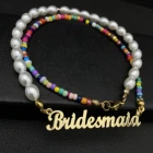 Жемчужное ожерелье с именем под заказ, ожерелье с кулоном, женское ожерелье ручной работы, рождественский подарок для девочек, подарок на день рождения
