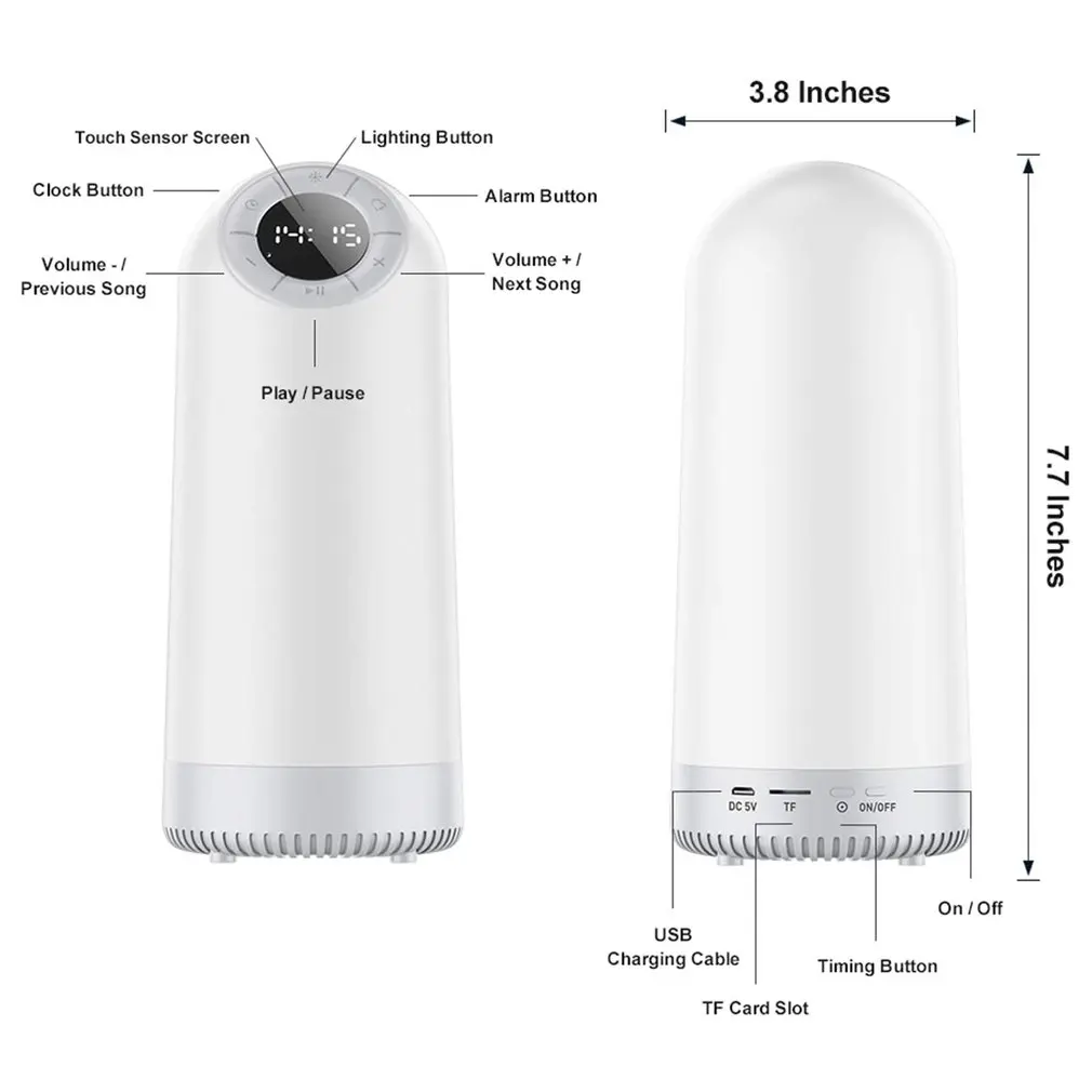 

LED Lamps Bedroom Bedside Lamp With Wireless Speaker Alarm Clock Night Light Dimmable Warm White Light And Color Changing