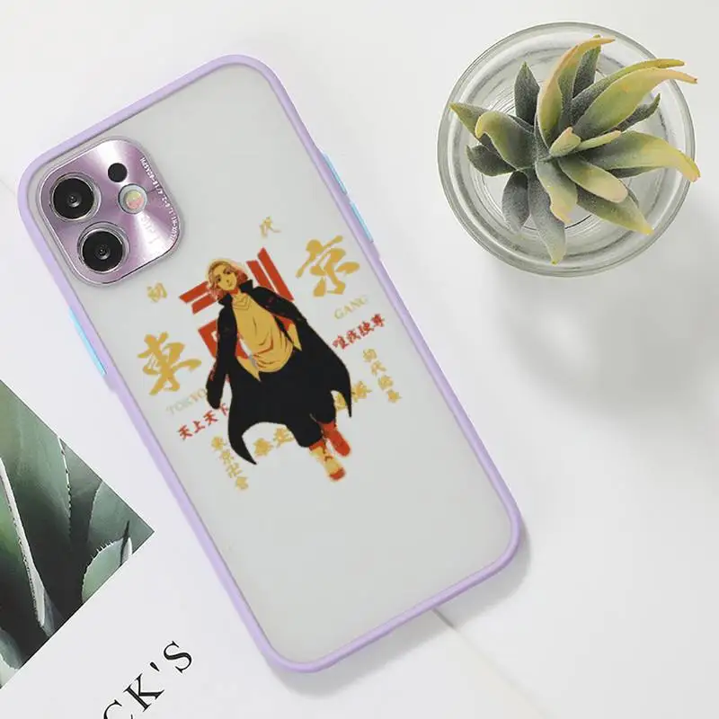

Tokyo Revengers manjiro sano Phone Case For iPhone 12 11 Mini Pro XR XS Max 7 8 Plus X Matte transparent Purple Back Cover