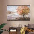 Золотисто-розовое синее дерево винтажные настенные картины красивый пейзаж холст для интерьера картины плакаты принты Декор для гостиной