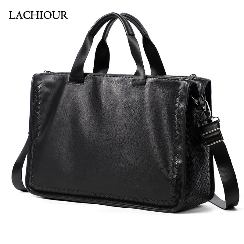 Men Large Business Handbag Male Genuine Leather Messenger Bag  Men's 14 Inch Laptop Crossbody Bag Portfolio Briefcase Totes