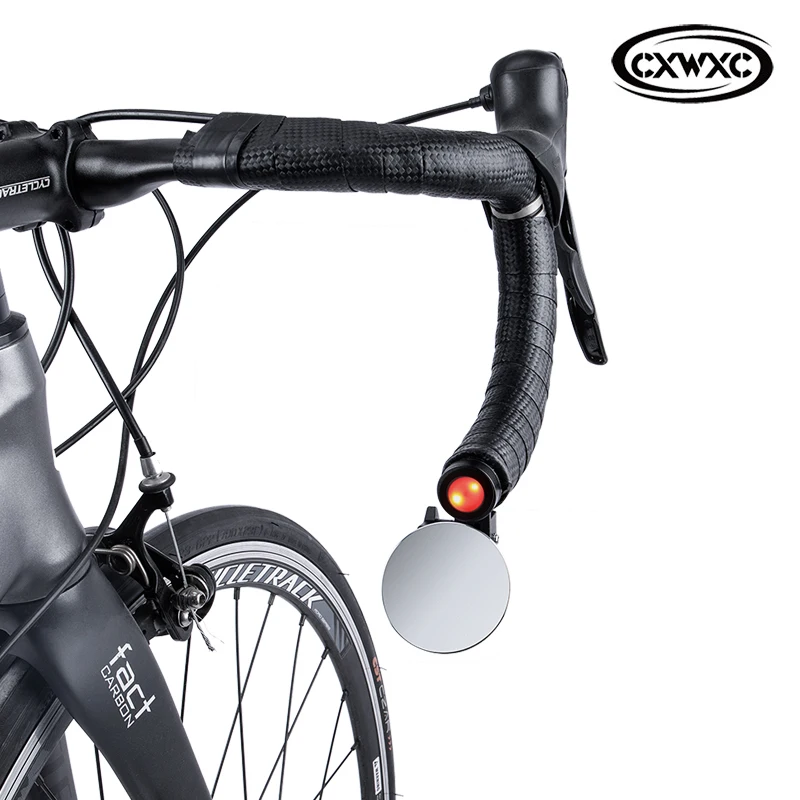 

CXWXC Bike Rear View Mirrors Drop Bar Mirror For Road Bike LED Lights Convex Steel Lens Accessories Bar End Bicycle Mirror