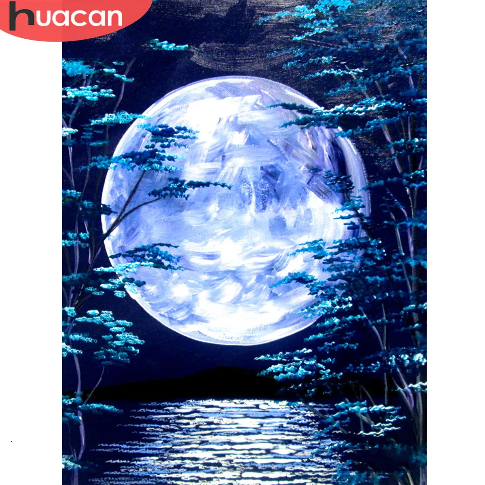 HUACAN 5D алмазная картина Луна полный квадратный алмаз искусство Вышивка пейзаж