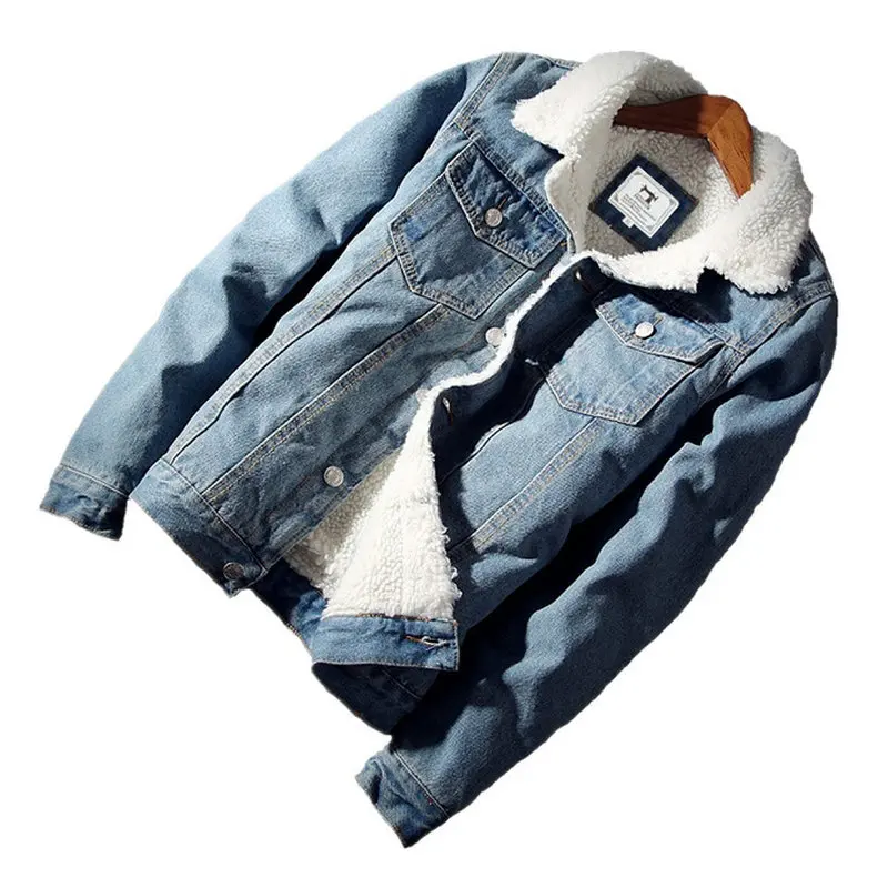 Прямая поставка мужские зимние джинсовые куртки верхняя одежда теплые пальто