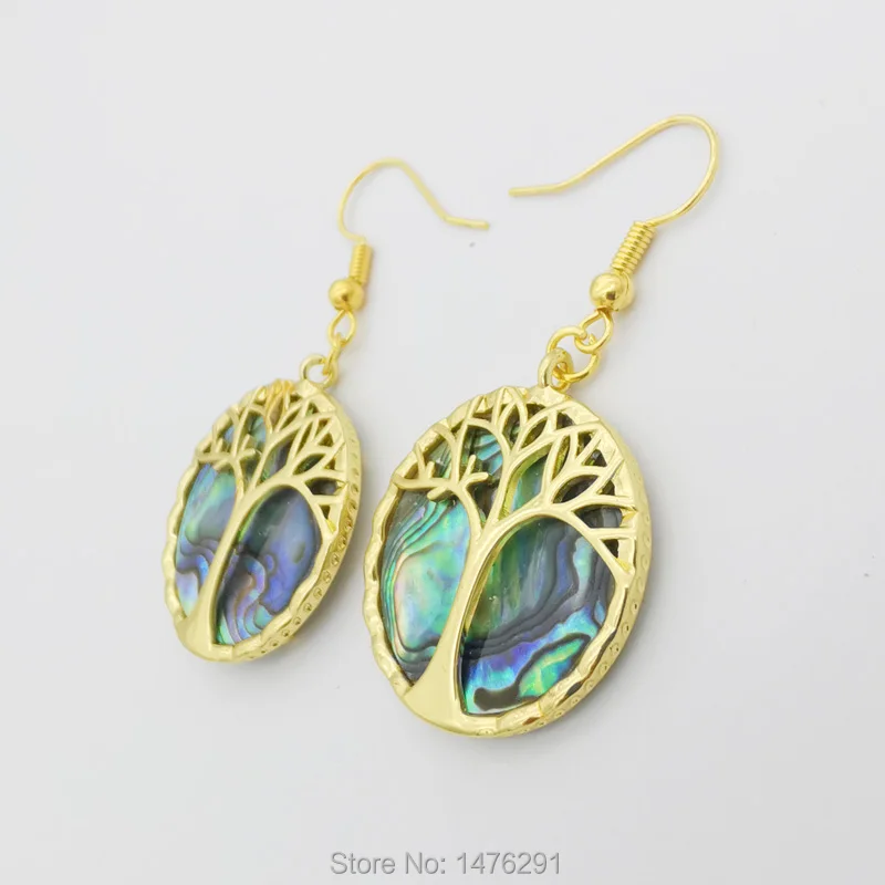 Очарование 25x25MM натуральный Абалон ракушка чакра Древо жизни амулет круговой