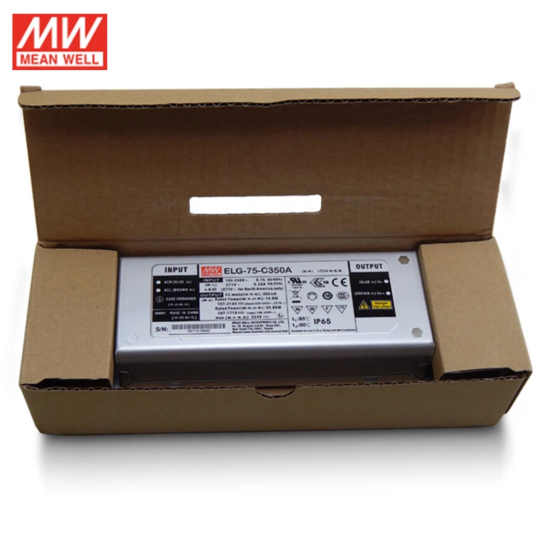 MEAN WELL ELG 75 C350A 3Y 75W 350mA 107 ~ 214V светодиодный драйвер постоянного тока 110 V/220VAC