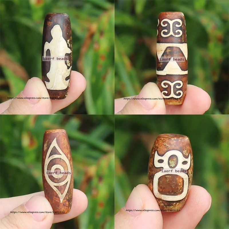 

Natural Old Ancient Tibet Dzi Agate Loose Beads,Many patterns,Lucky Symbol,Powerful Amulet , For DIY Jewelry making !
